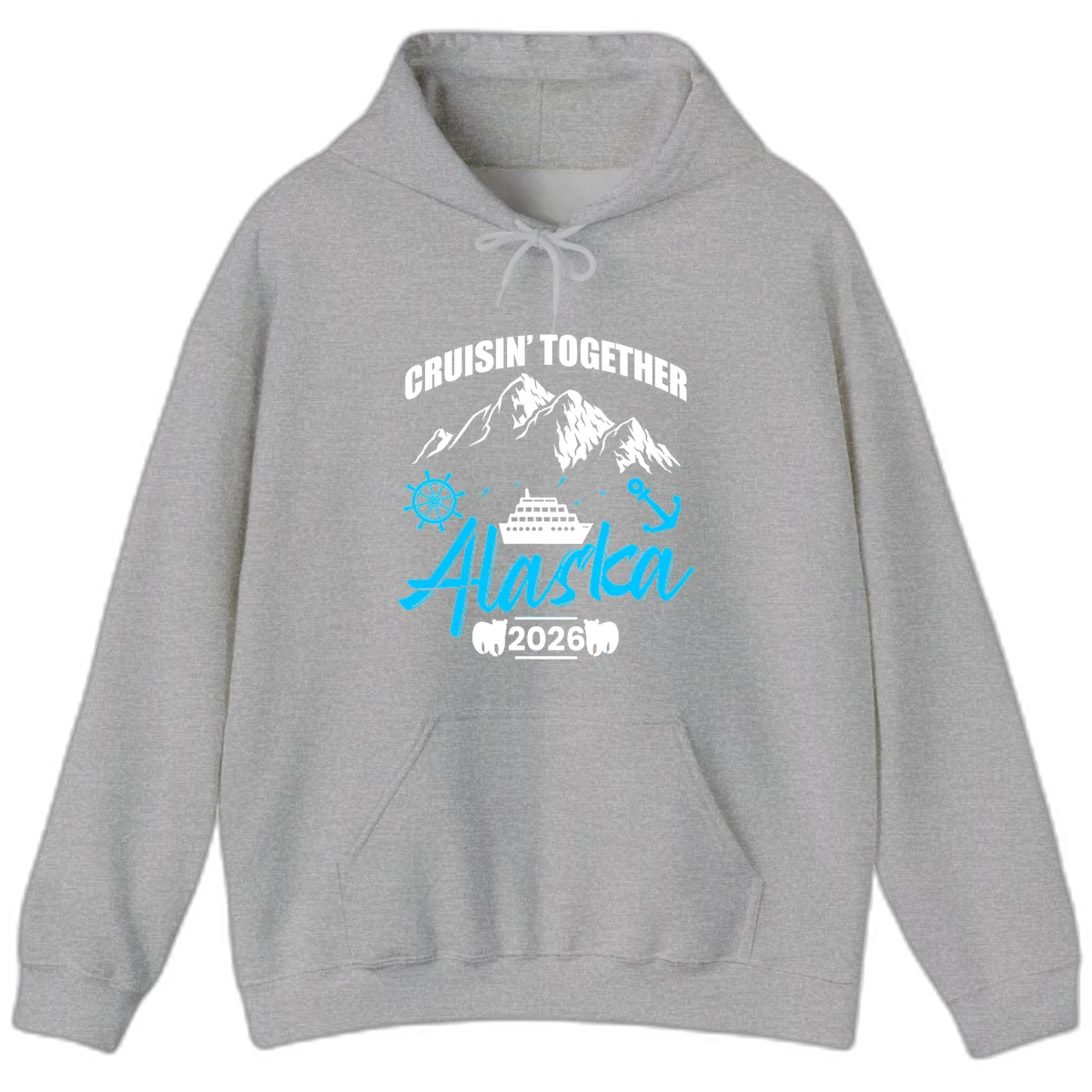 All Aboard Nautical Cruise Design Hoodie in Sport Grey
