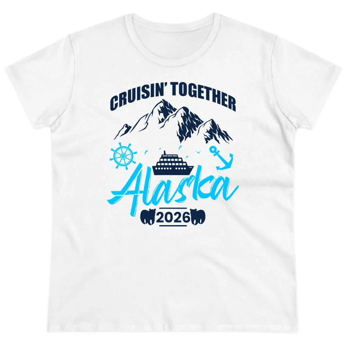 All Aboard Nautical Cruise Design Ladies Tee in White