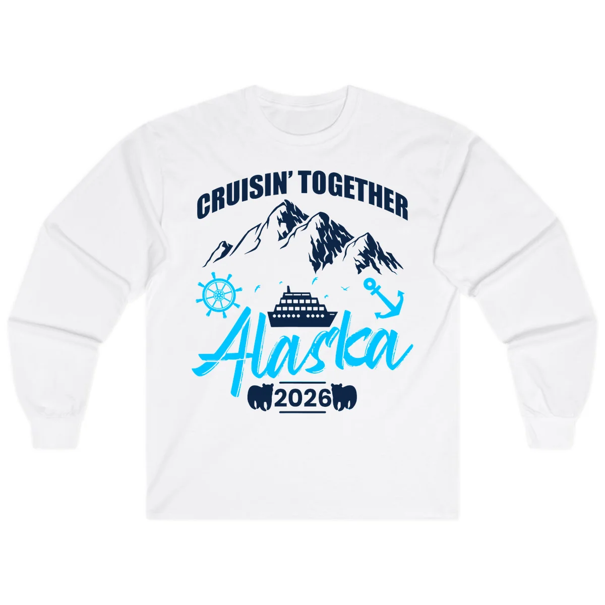 All Aboard Nautical Cruise Design Long Sleeve in White