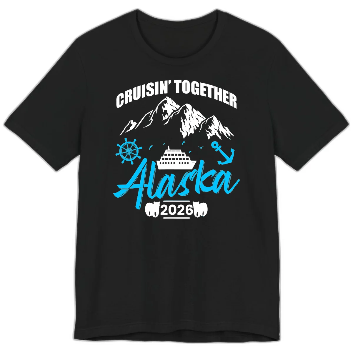 All Aboard Nautical Cruise Design Premium Tee in Black