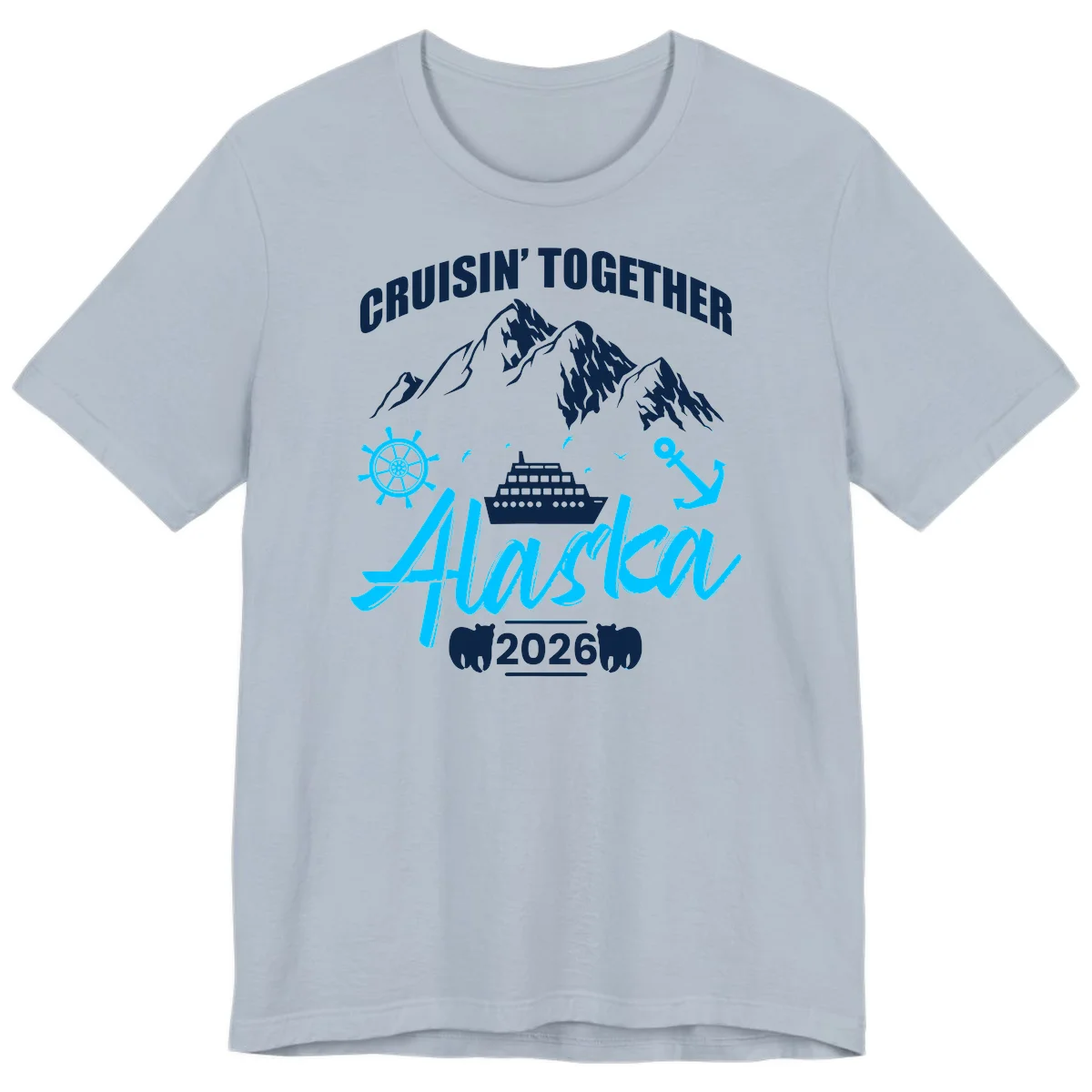 All Aboard Nautical Cruise Design Premium Tee in Light Blue