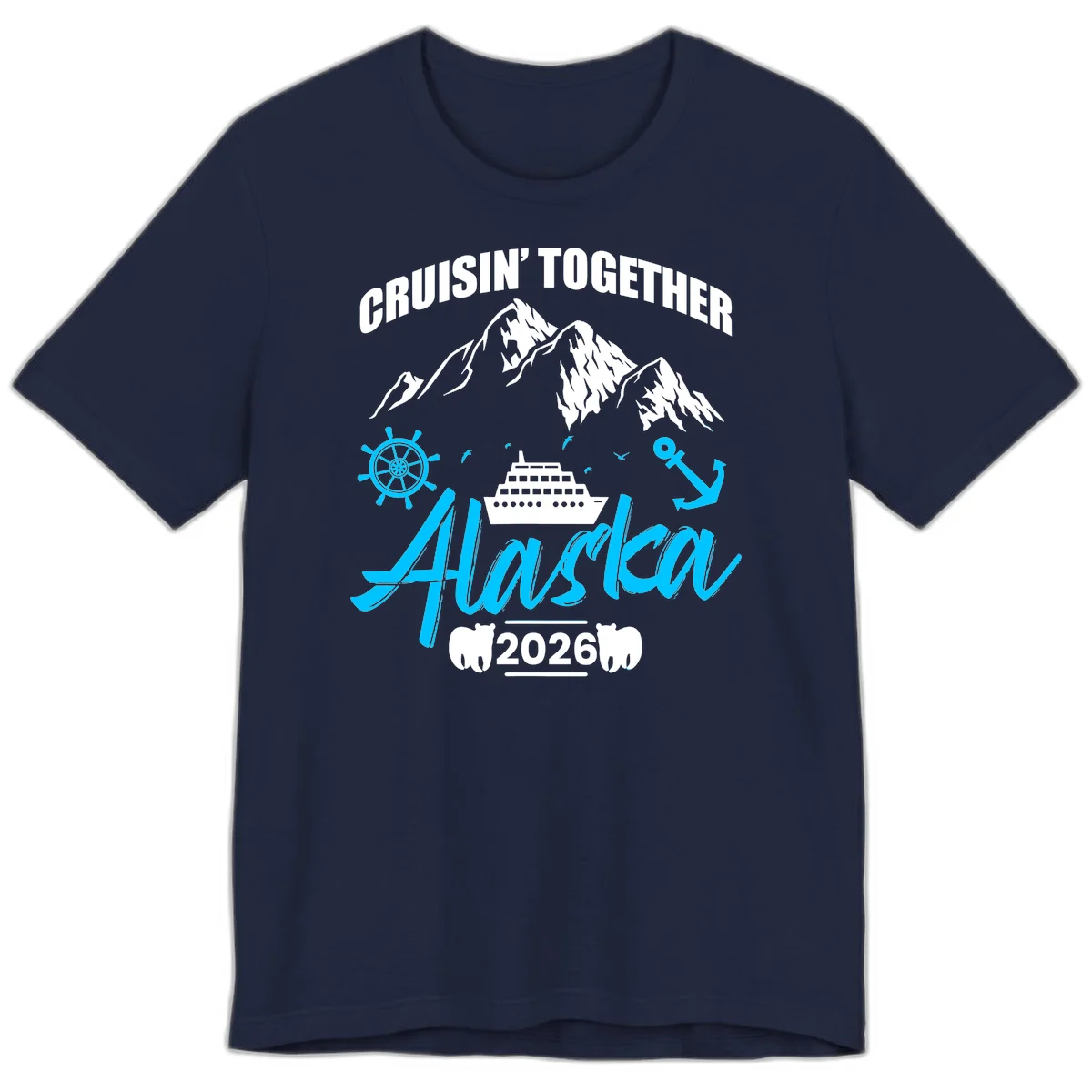 All Aboard Nautical Cruise Design Premium Tee in Navy