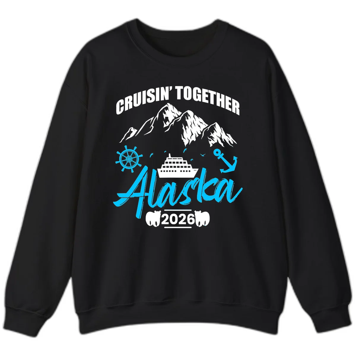 All Aboard Nautical Cruise Design Sweatshirt in Black