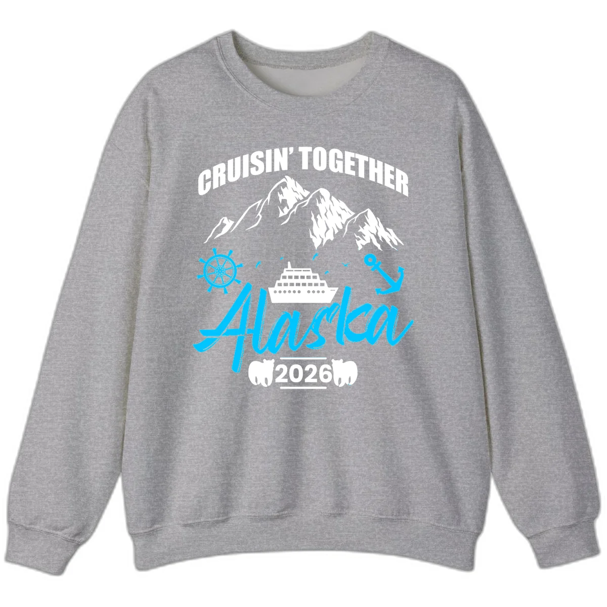 All Aboard Nautical Cruise Design Sweatshirt in Sport Grey