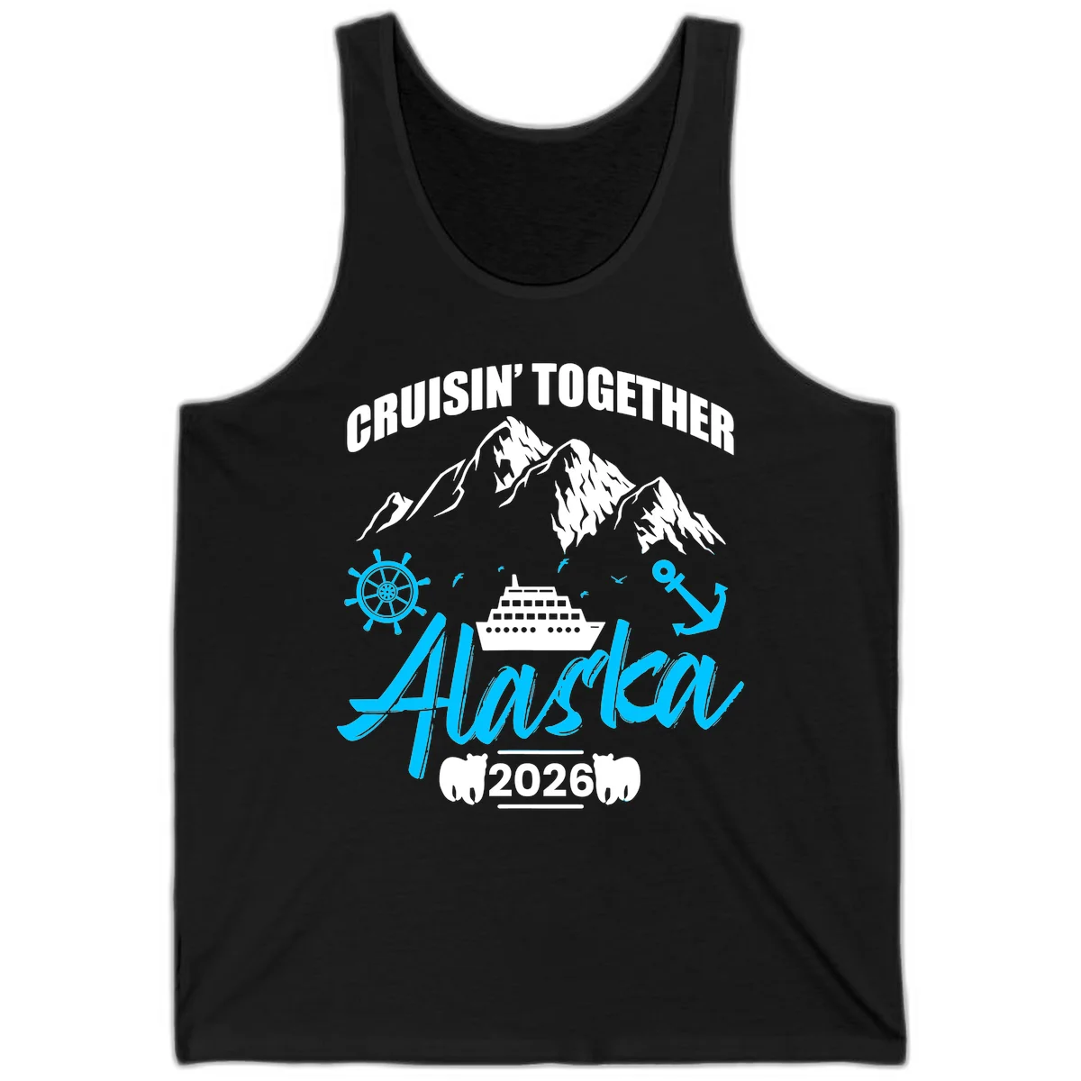 All Aboard Nautical Cruise Design Tank in Black
