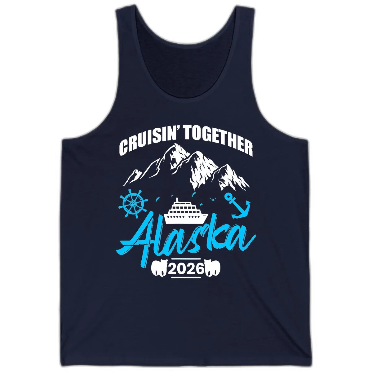 All Aboard Nautical Cruise Design Tank in Navy