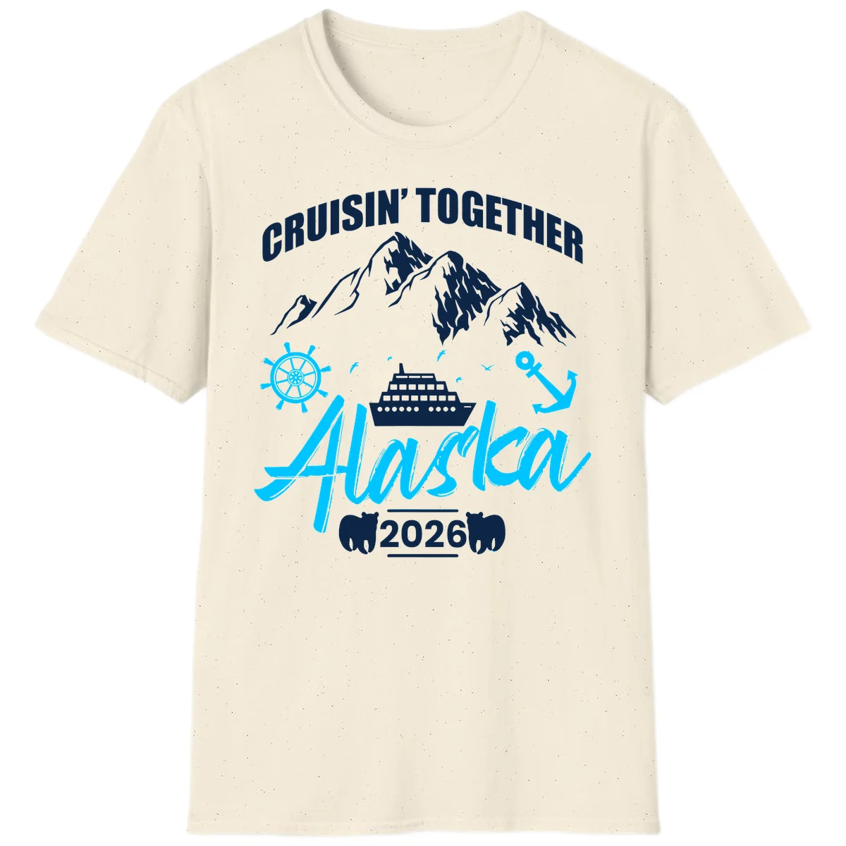 All Aboard Nautical Cruise Design T-Shirt in Natural