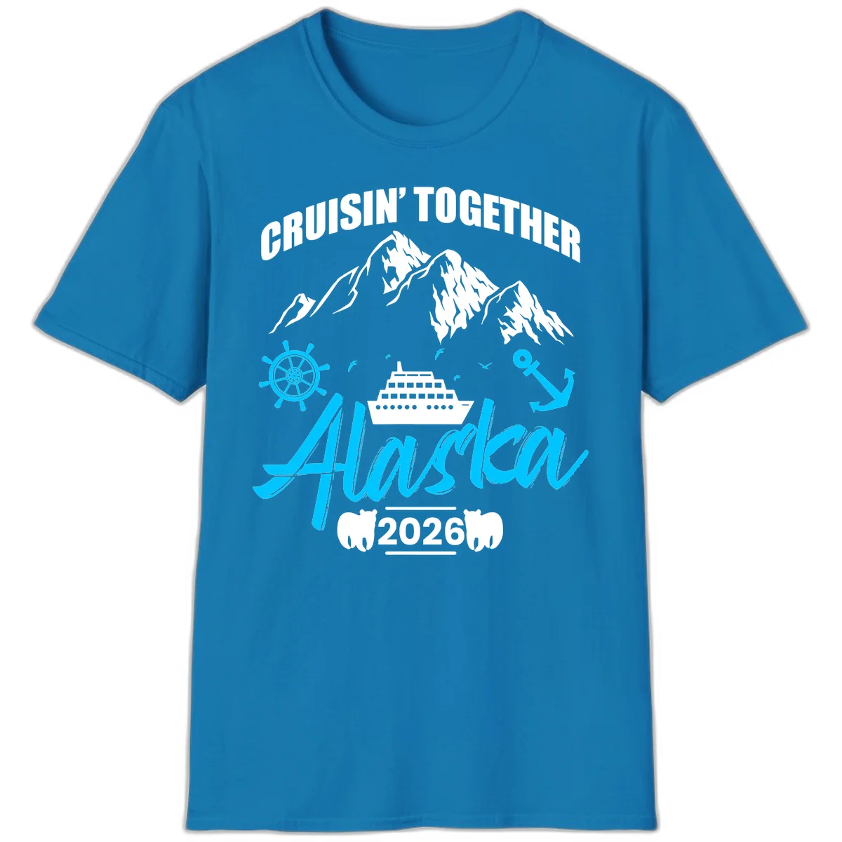 All Aboard Nautical Cruise Design T-Shirt in Sapphire