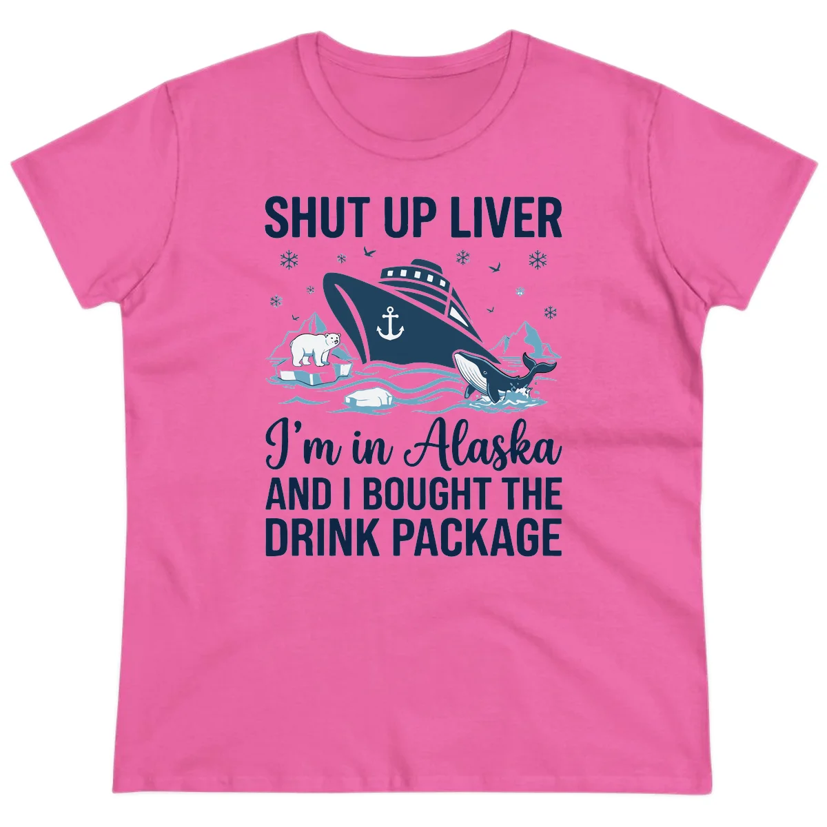 Arctic Wildlife Voyage Graphic Ladies Tee in Azalea