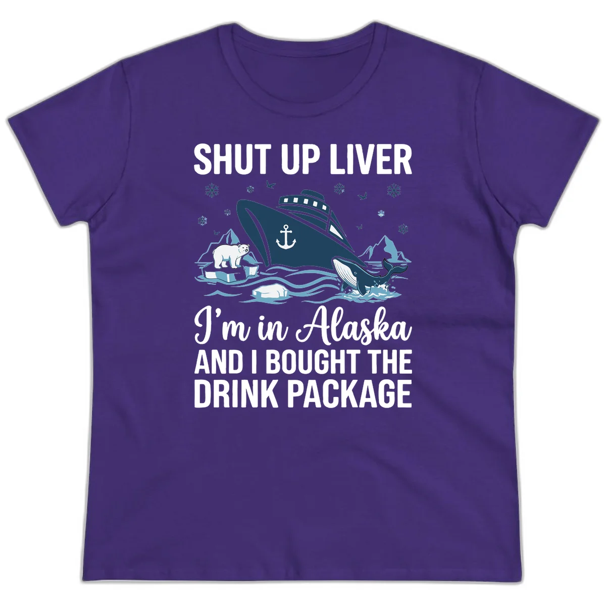 Arctic Wildlife Voyage Graphic Ladies Tee in Purple