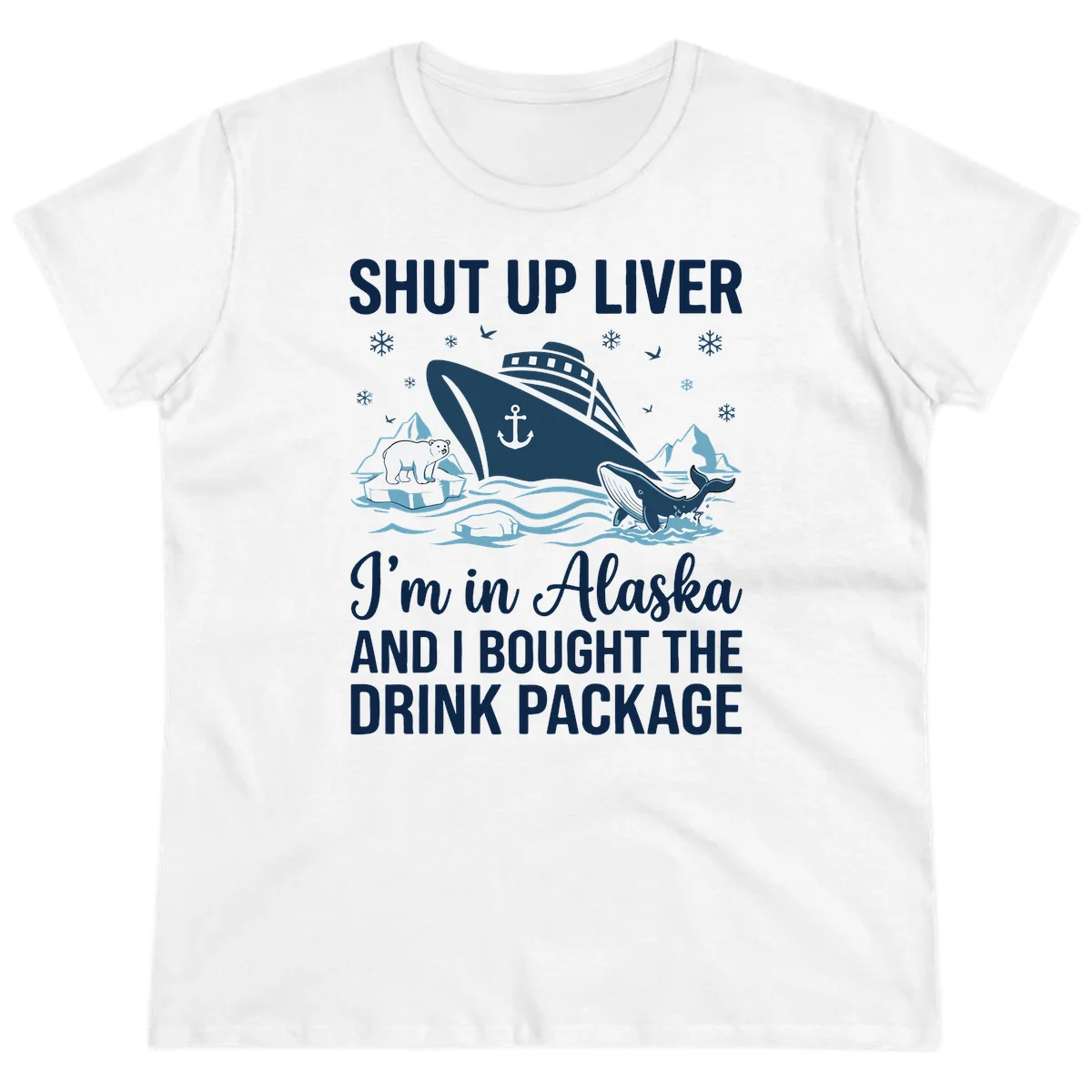 Arctic Wildlife Voyage Graphic Ladies Tee in White