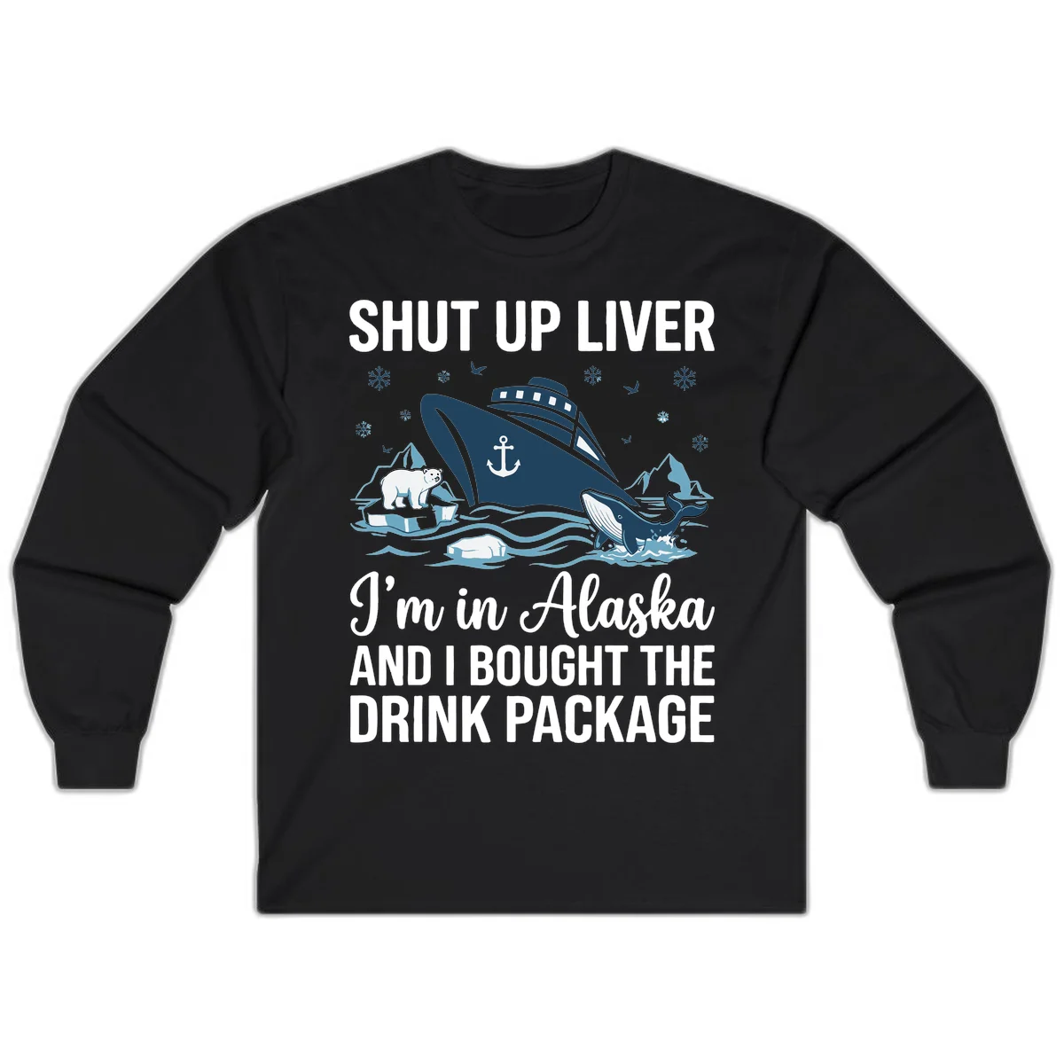 Arctic Wildlife Voyage Graphic Long Sleeve in Black