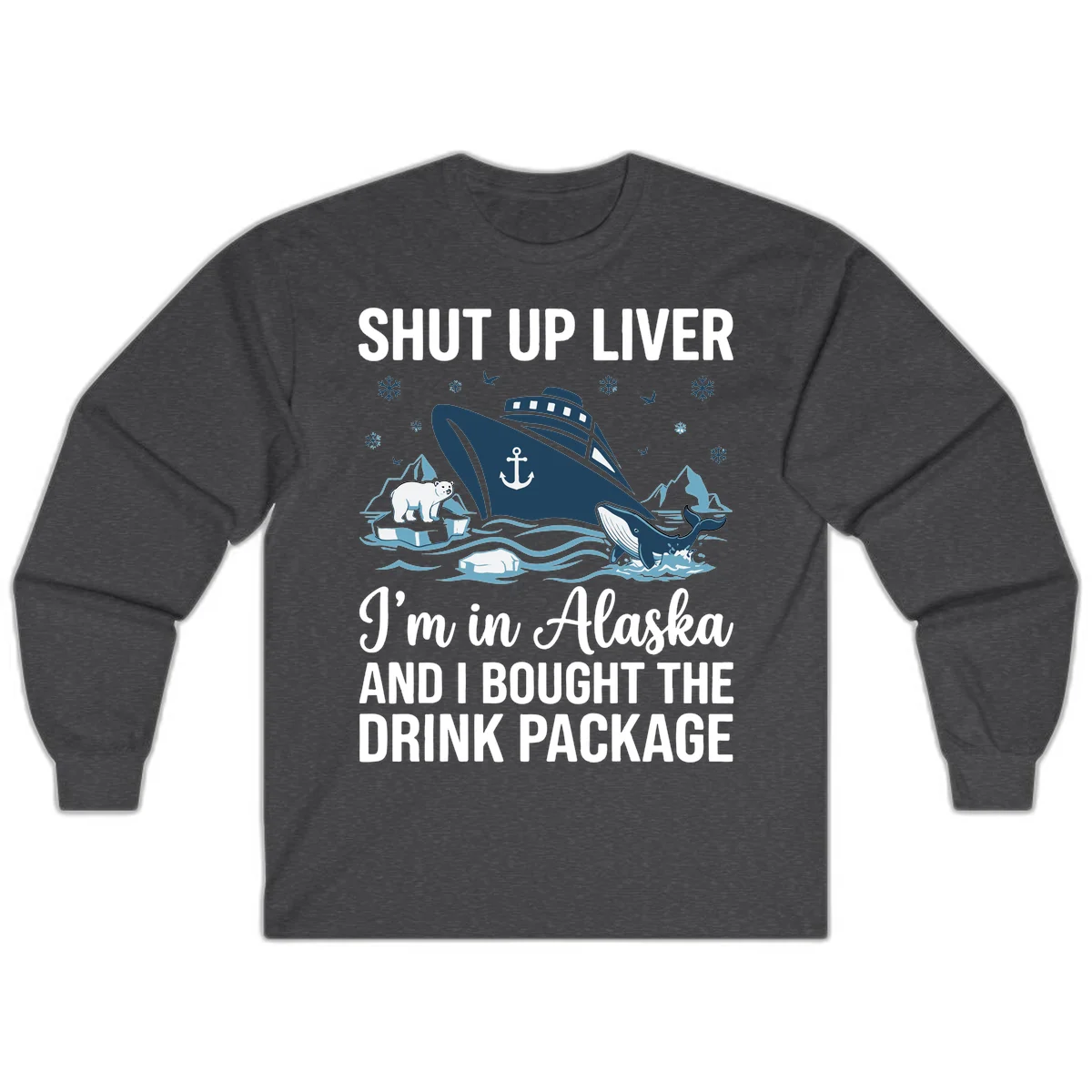 Arctic Wildlife Voyage Graphic Long Sleeve in Dark Heather