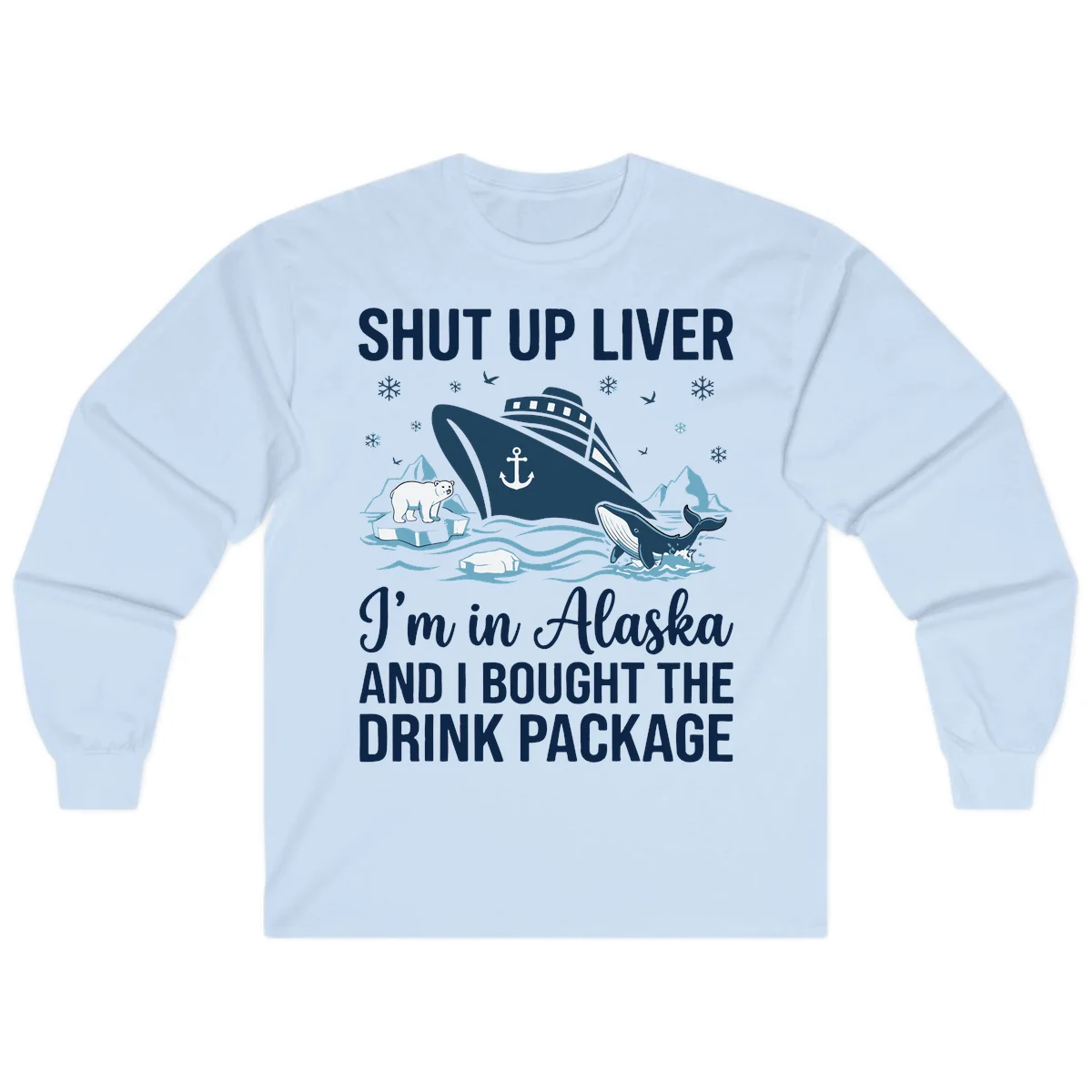 Arctic Wildlife Voyage Graphic Long Sleeve in Light Blue