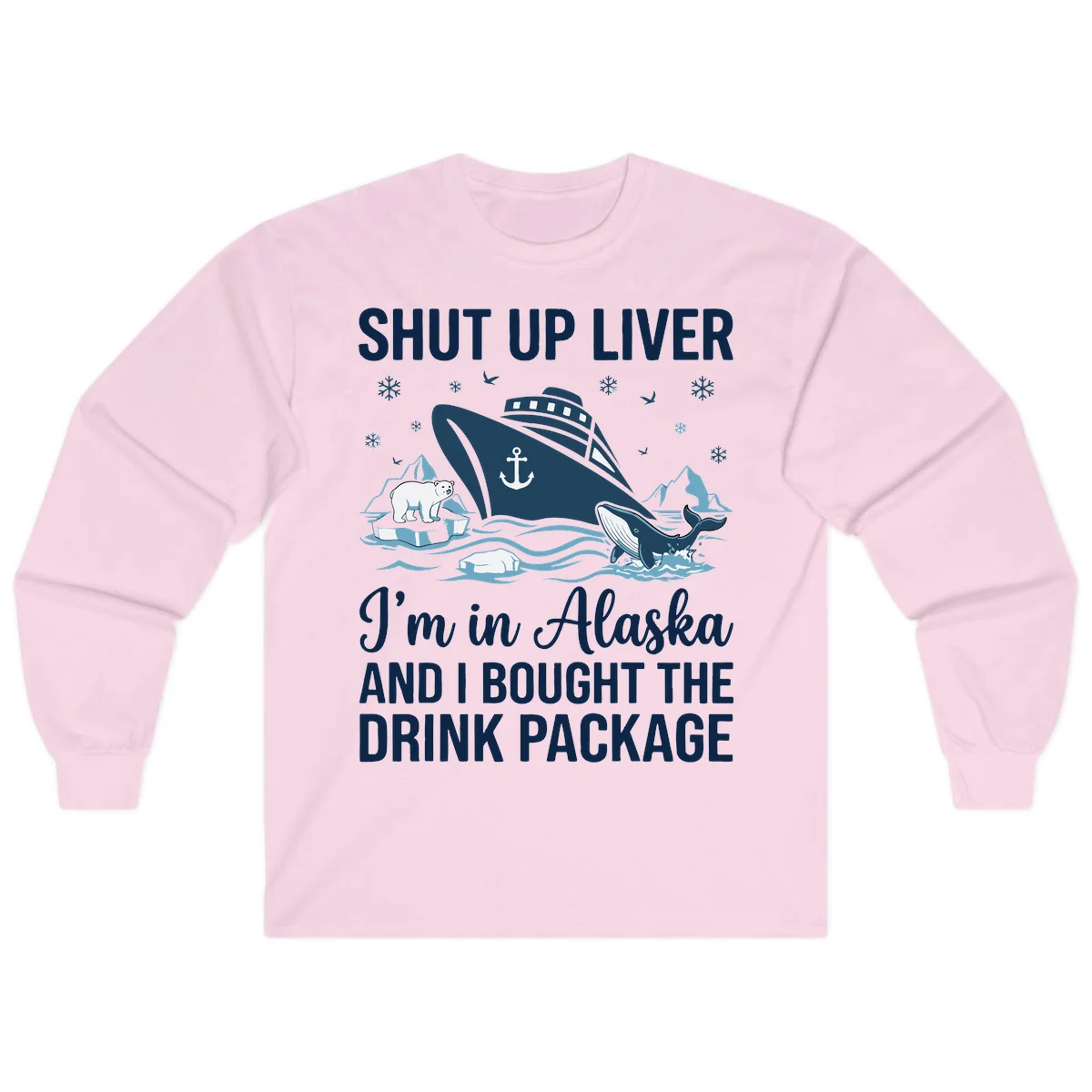 Arctic Wildlife Voyage Graphic Long Sleeve in Light Pink
