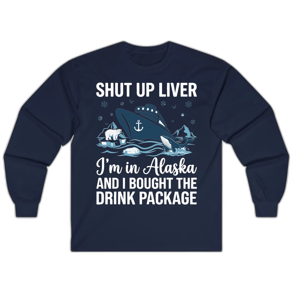 Arctic Wildlife Voyage Graphic Long Sleeve in Navy