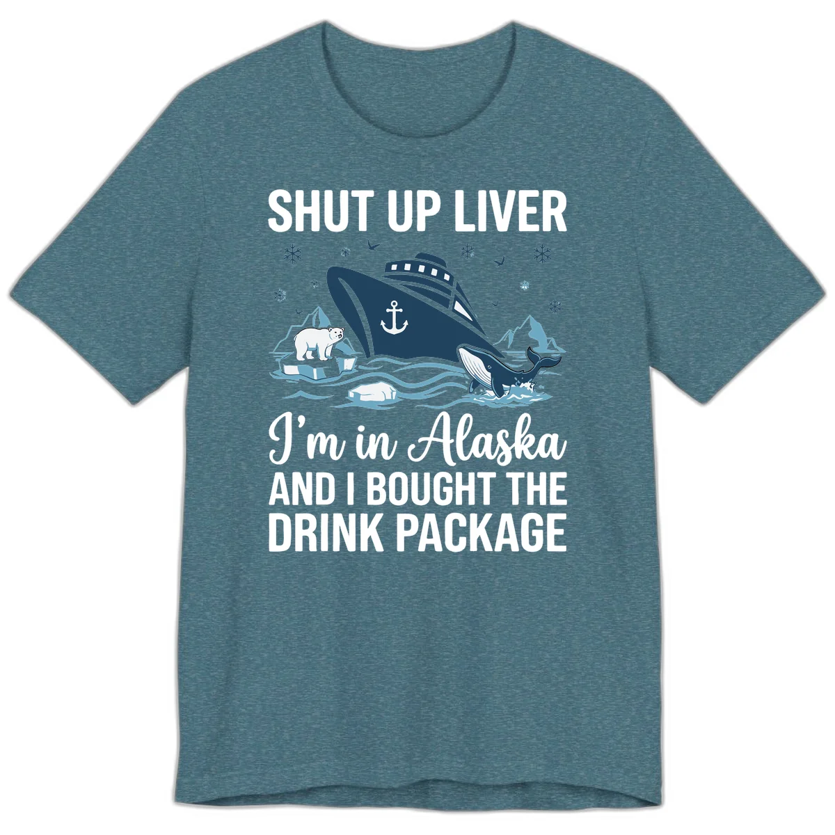 Arctic Wildlife Voyage Graphic Premium T-Shirt in Heather Deep Teal