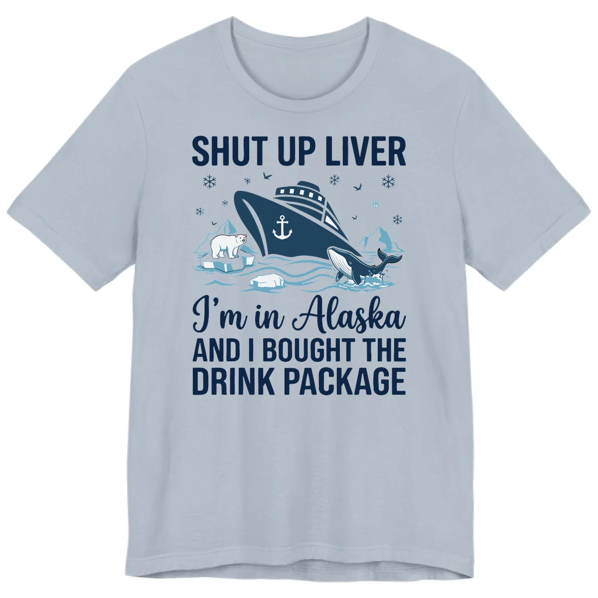 Arctic Wildlife Voyage Graphic Premium T-Shirt in Light Blue