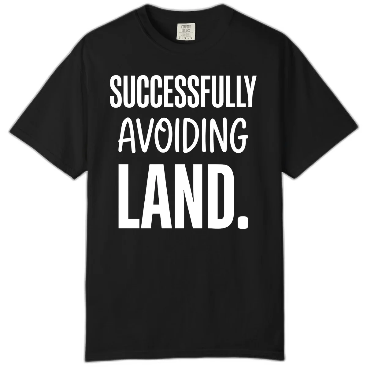 Successfully Avoiding Land Comfort Color T-Shirt in Black