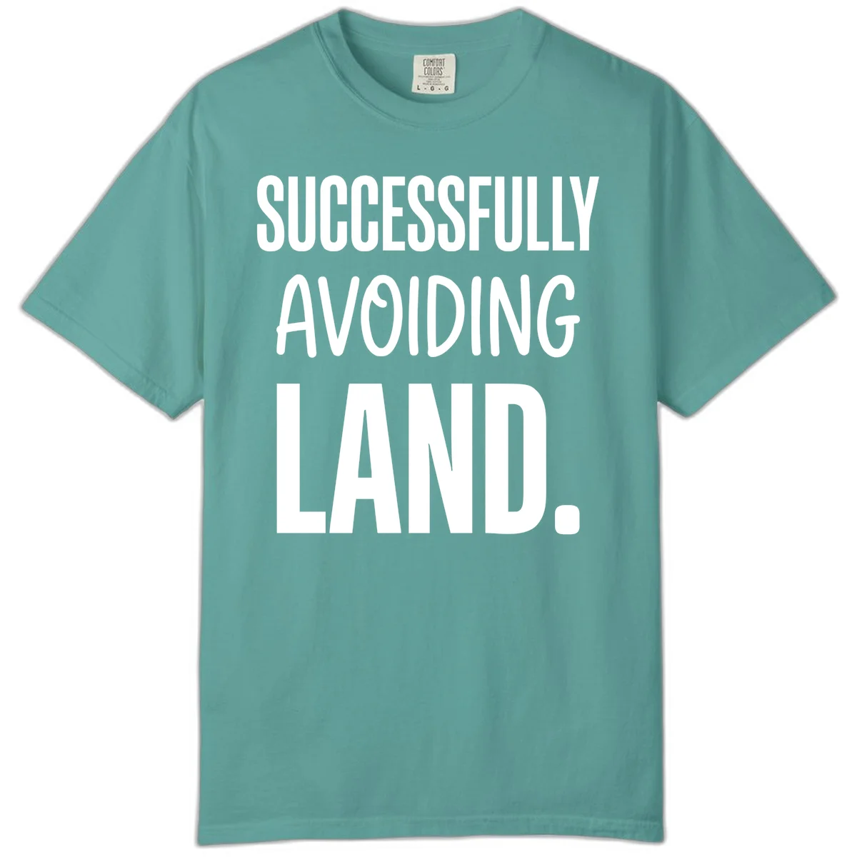 Successfully Avoiding Land Comfort Color T-Shirt in Seafoam