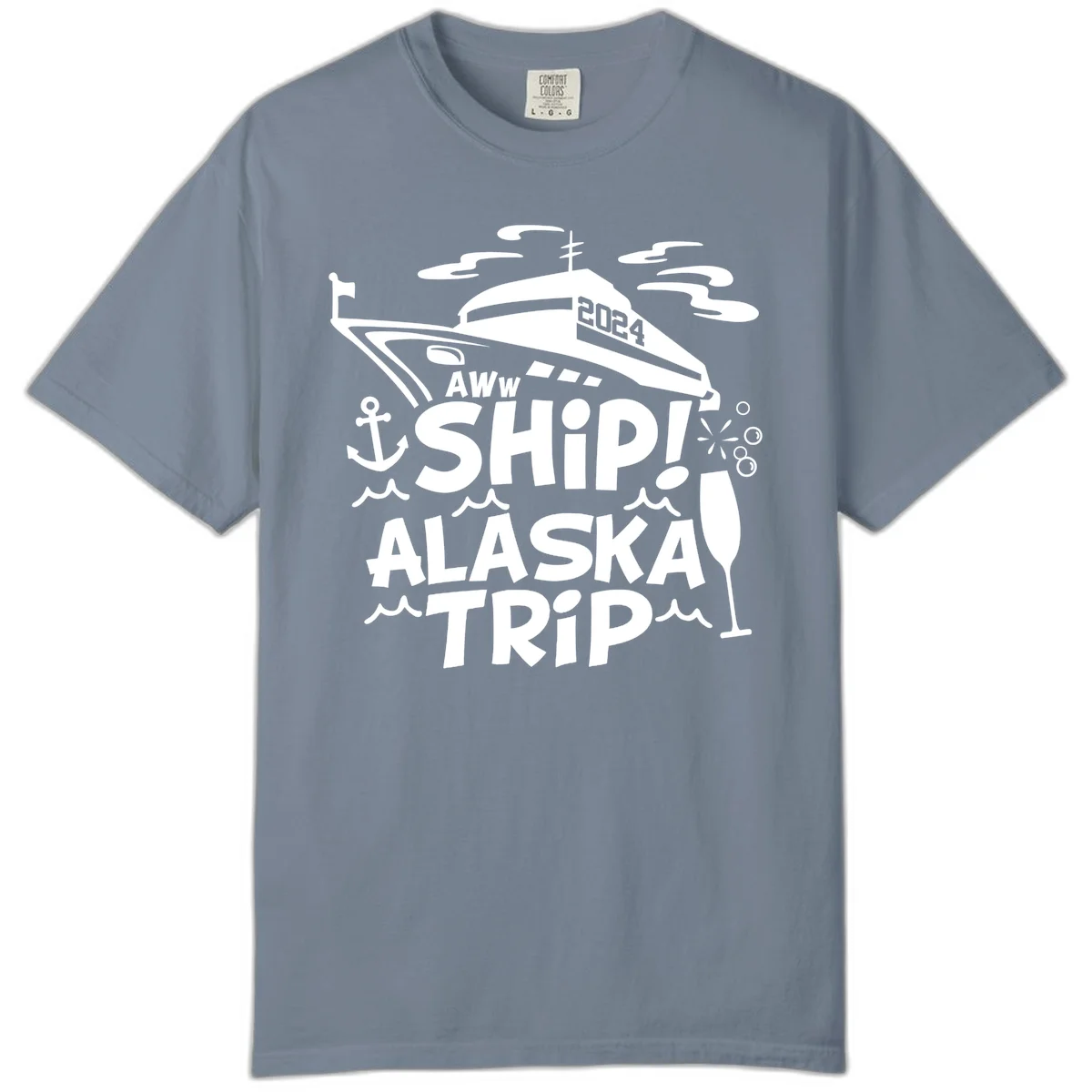 Aww Ship Alaska Trip 2024 Comfort Color in Blue Jean