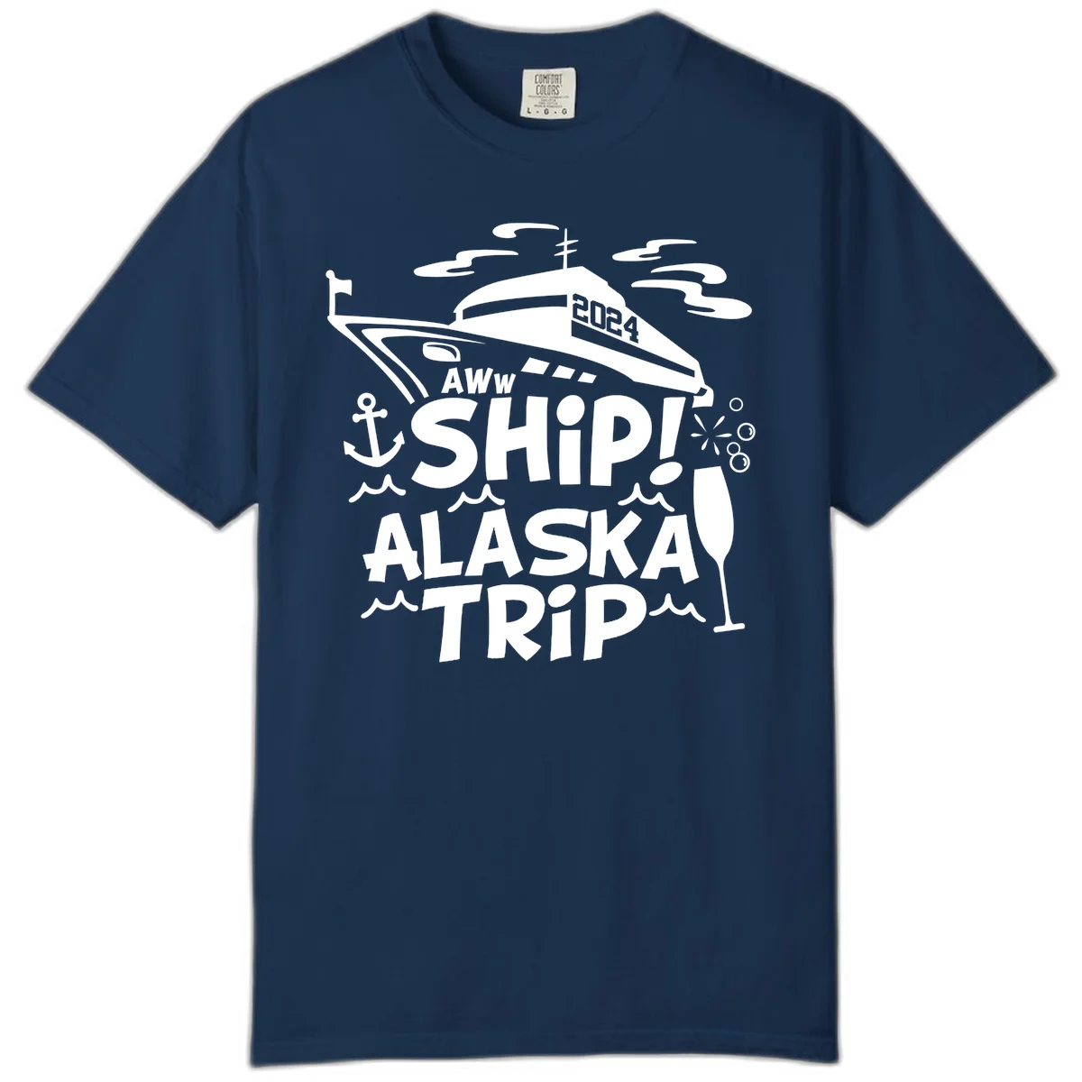 Aww Ship Alaska Trip 2024 Comfort Color in Navy