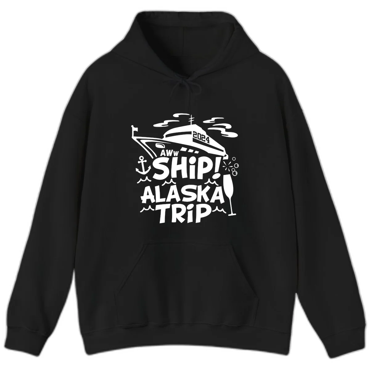 Aww Ship Alaska Trip 2024 Hoodie in Black