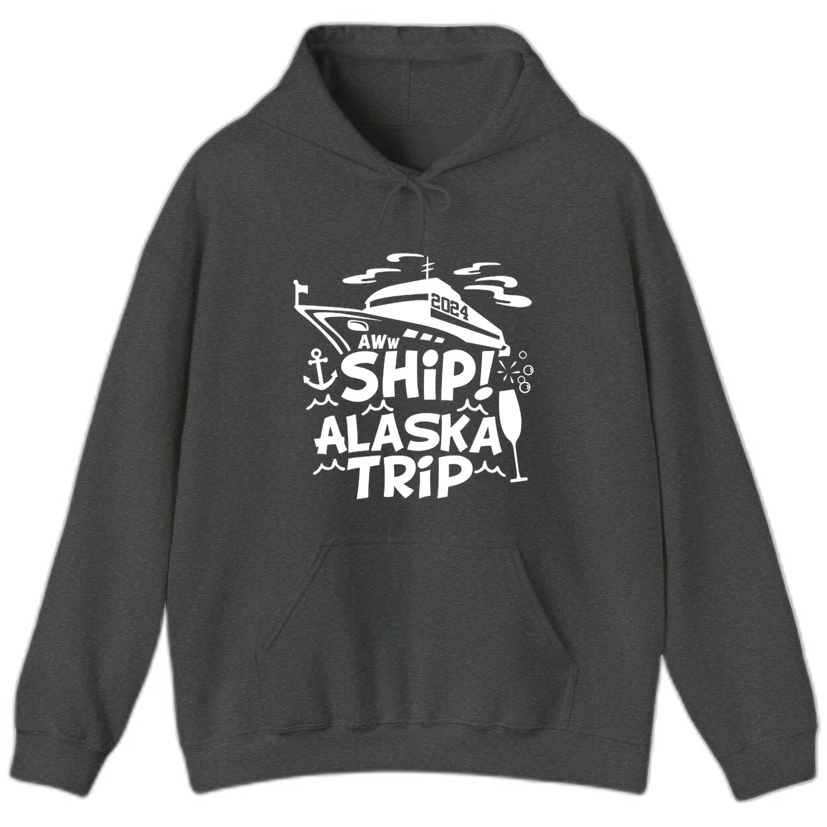 Aww Ship Alaska Trip 2024 Hoodie in Dark Heather