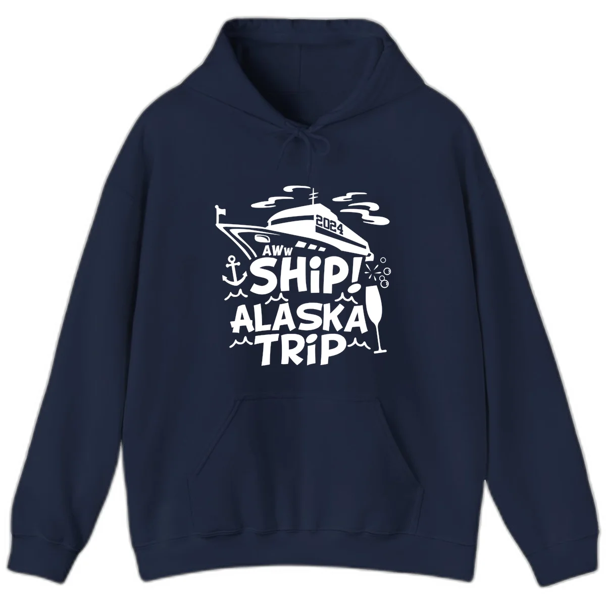 Aww Ship Alaska Trip 2024 Hoodie in Navy