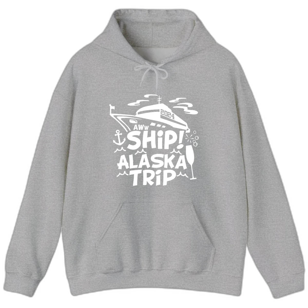 Aww Ship Alaska Trip 2024 Hoodie in Sport Grey