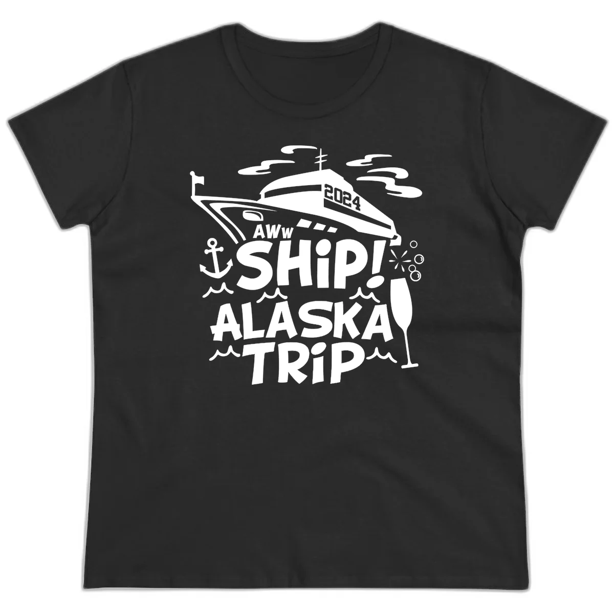 Aww Ship Alaska Trip 2024 Ladies Tee in Black