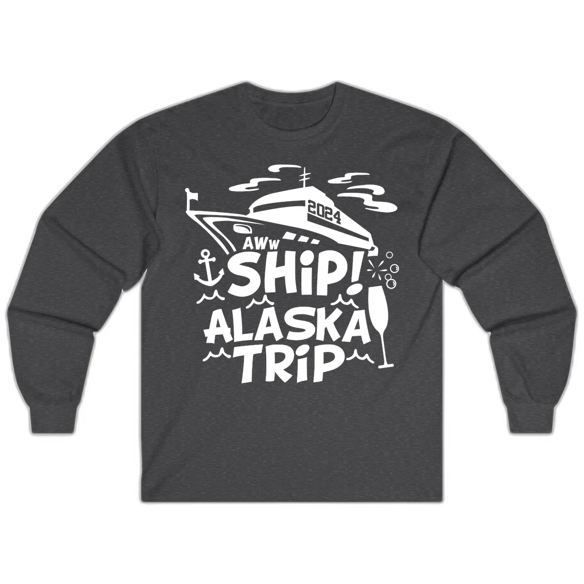 Aww Ship Alaska Trip 2024 Long Sleeve in Dark Heather