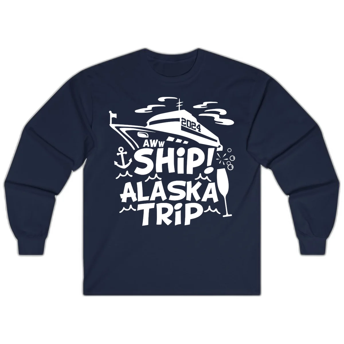 Aww Ship Alaska Trip 2024 Long Sleeve in Navy