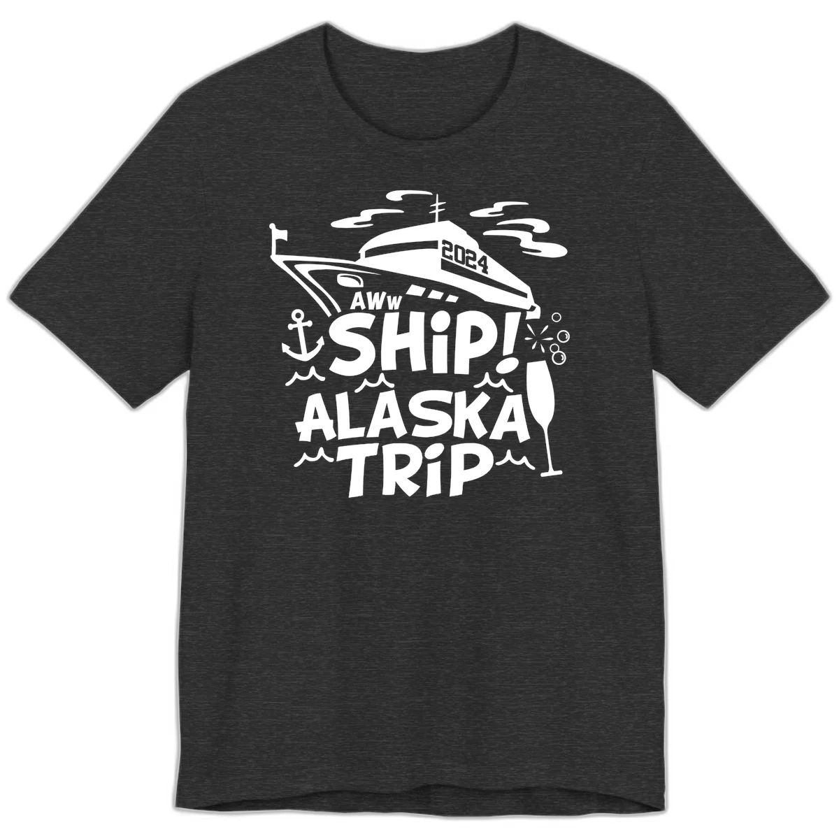 Aww Ship Alaska Trip 2024 Premium Tee in Dark Grey Heather