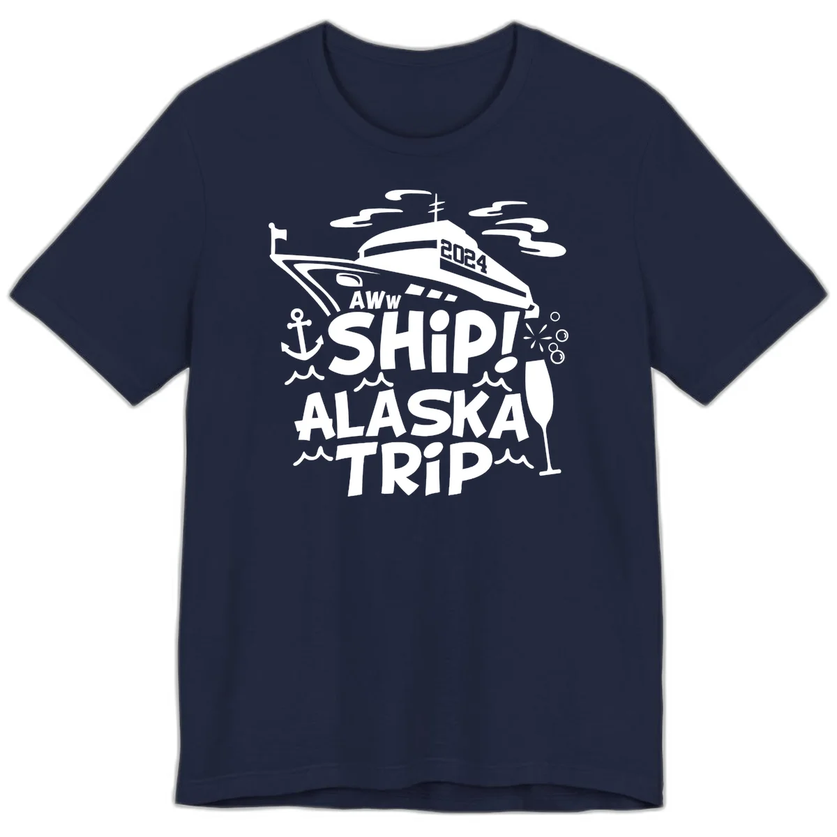 Aww Ship Alaska Trip 2024 Premium Tee in Navy
