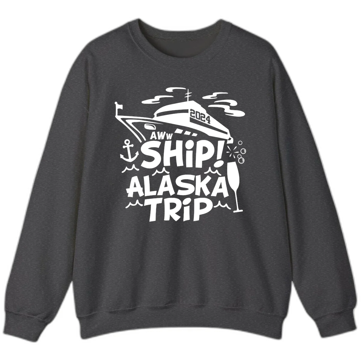 Aww Ship Alaska Trip 2024 Sweatshirt in Dark Heather