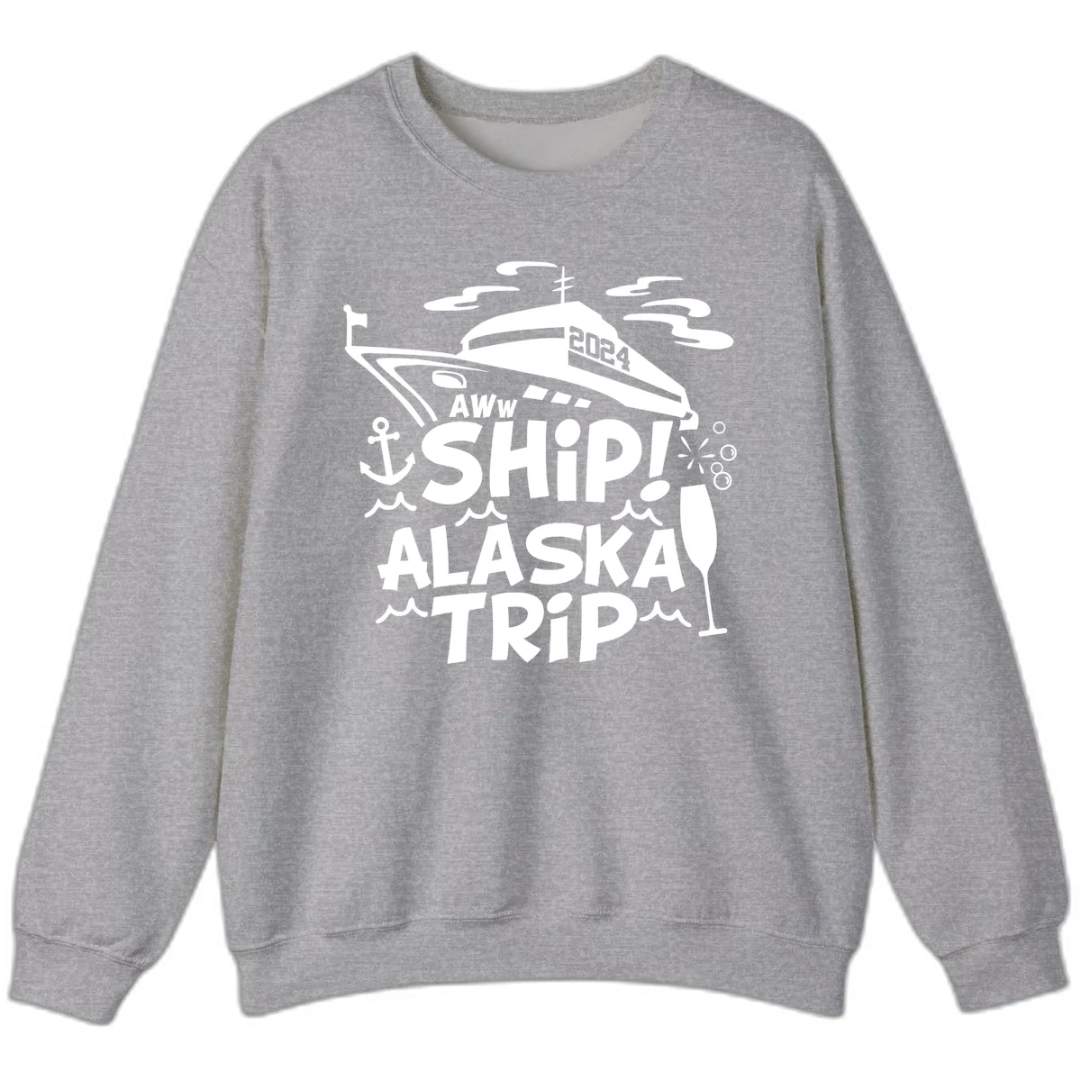 Aww Ship Alaska Trip 2024 Sweatshirt in Sport Grey