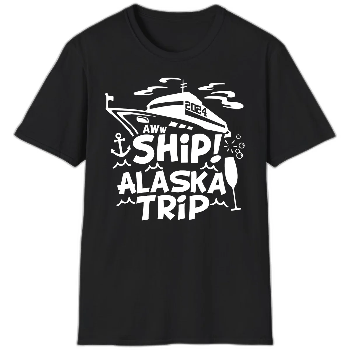 Aww Ship Alaska Trip 2024 T-Shirt in Black