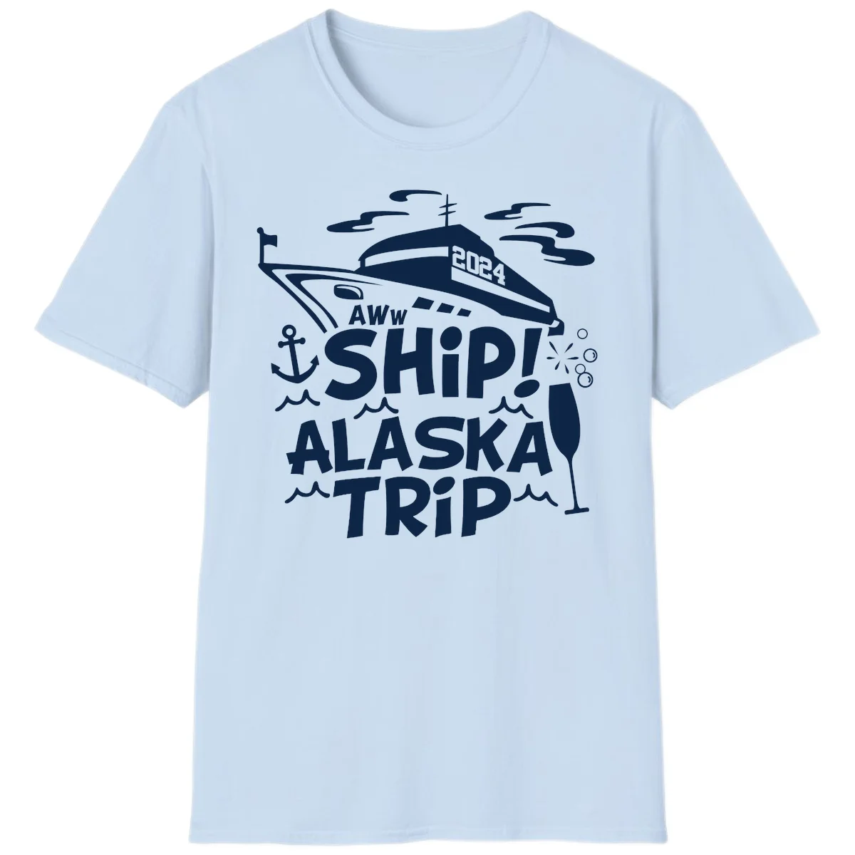 Aww Ship Alaska Trip 2024 T-Shirt in Light Blue