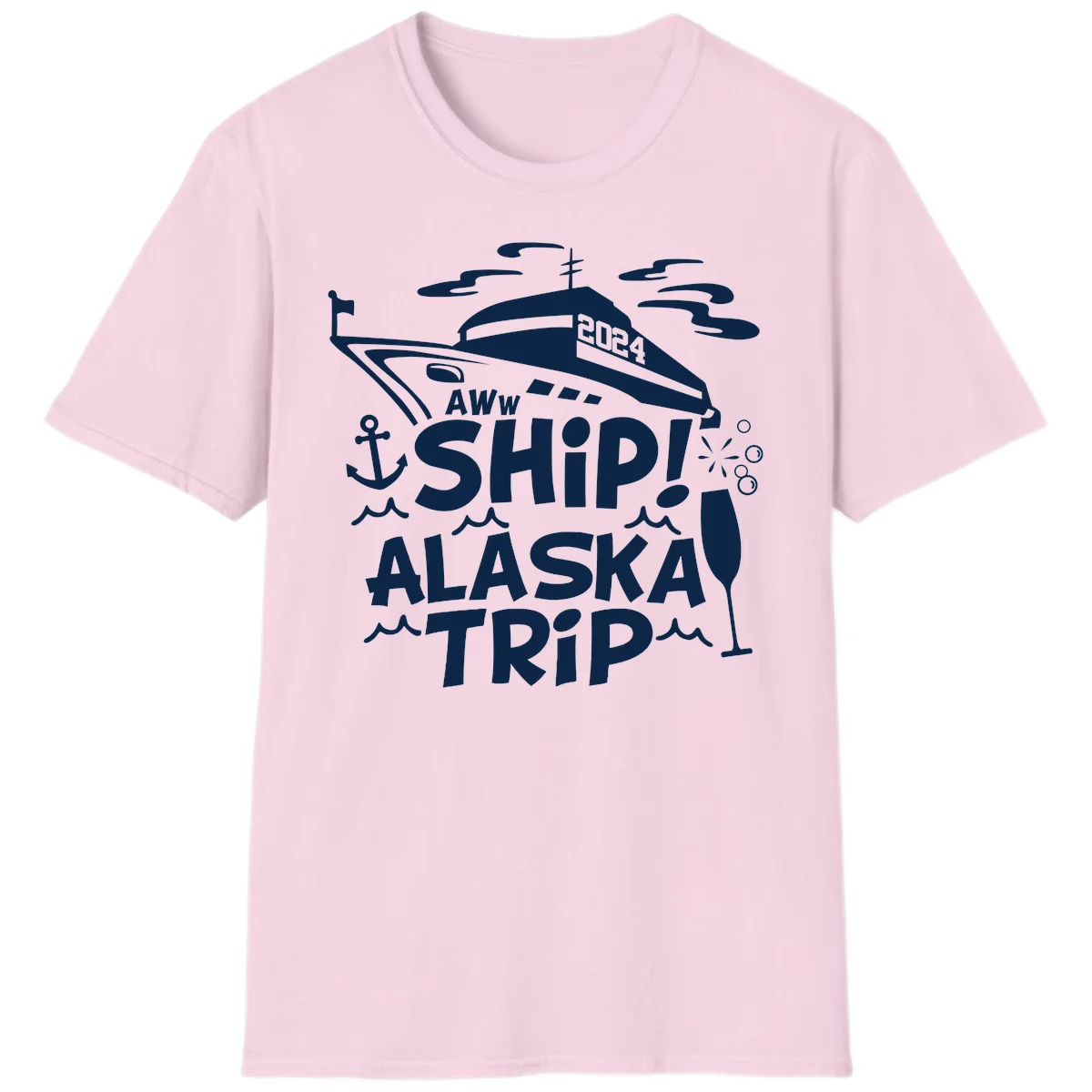 Aww Ship Alaska Trip 2024 T-Shirt in Light Pink