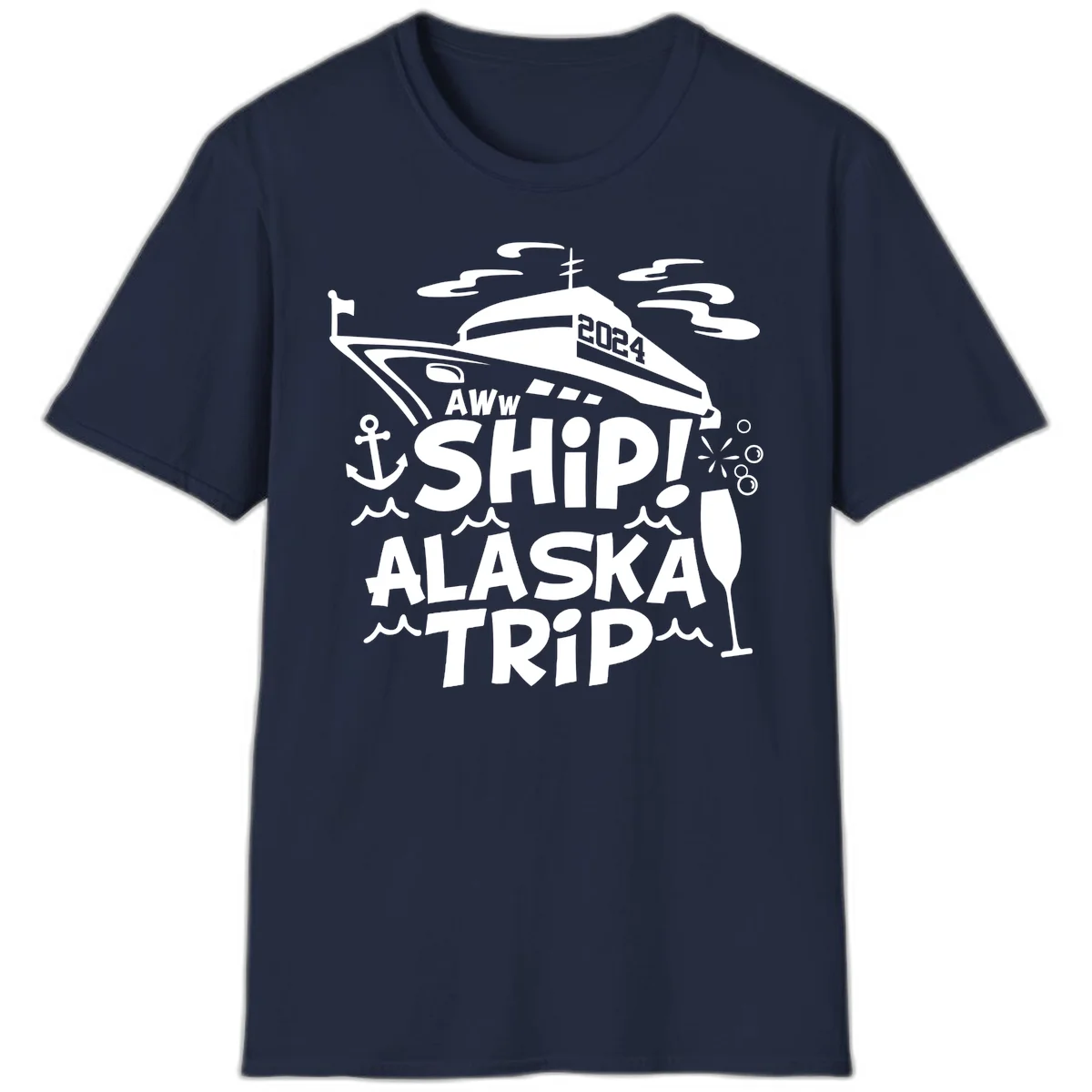 Aww Ship Alaska Trip 2024 T-Shirt in Navy