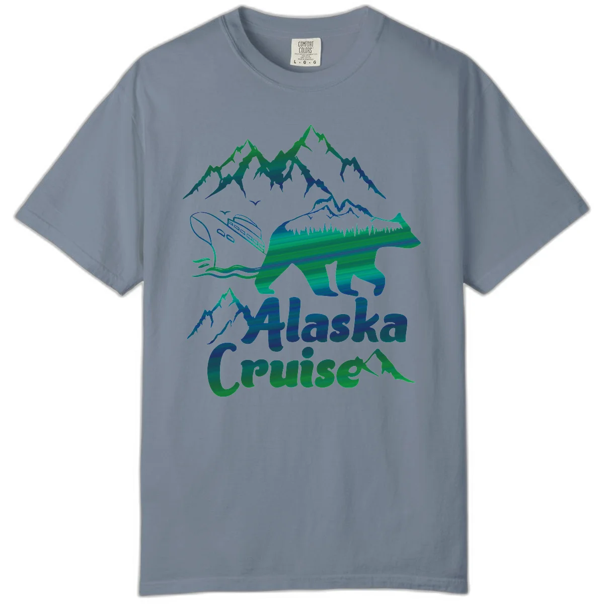 Alaska Cruise Bear Adventure Comfort Color in Blue Jean