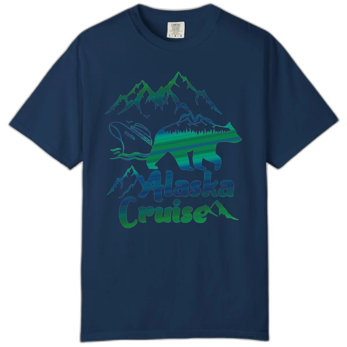 Alaska Cruise Bear Adventure Comfort Color in Navy