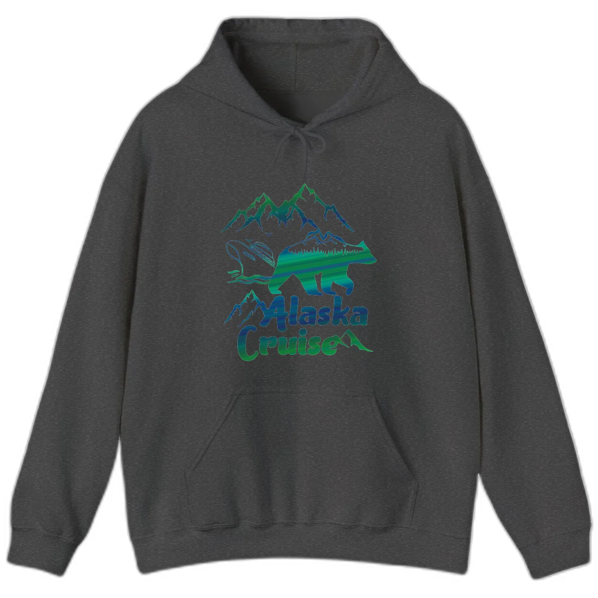 Alaska Cruise Bear Adventure Hoodie in Dark Heather