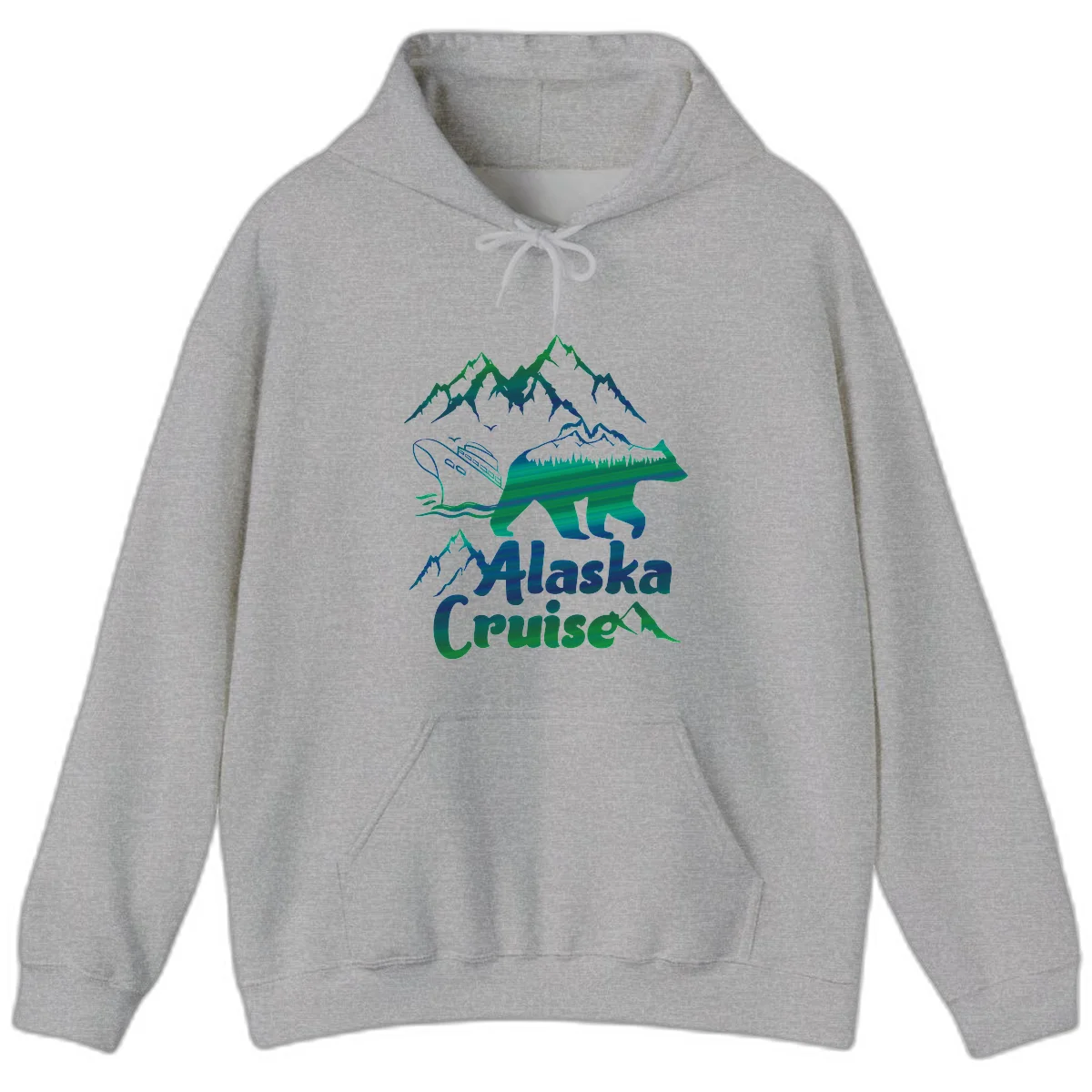 Alaska Cruise Bear Adventure Hoodie in Sport Grey