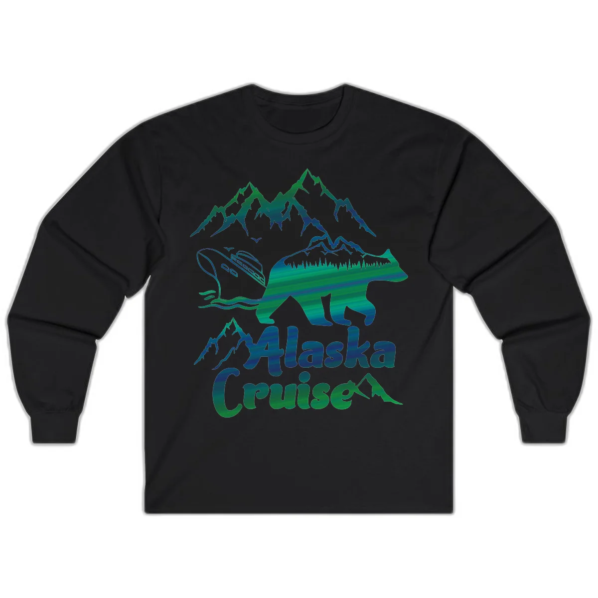 Alaska Cruise Bear Adventure Long Sleeve in Black