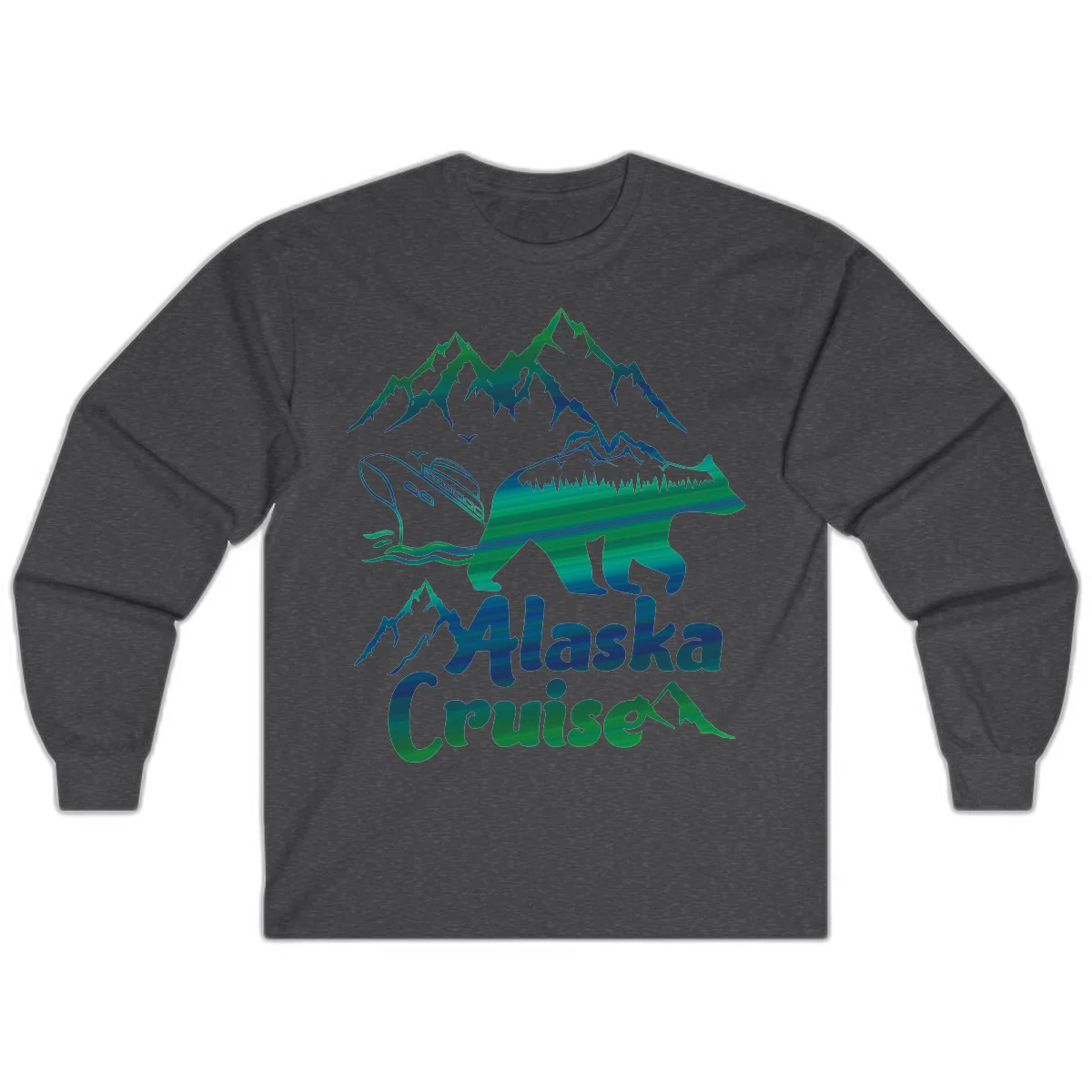 Alaska Cruise Bear Adventure Long Sleeve in Dark Heather