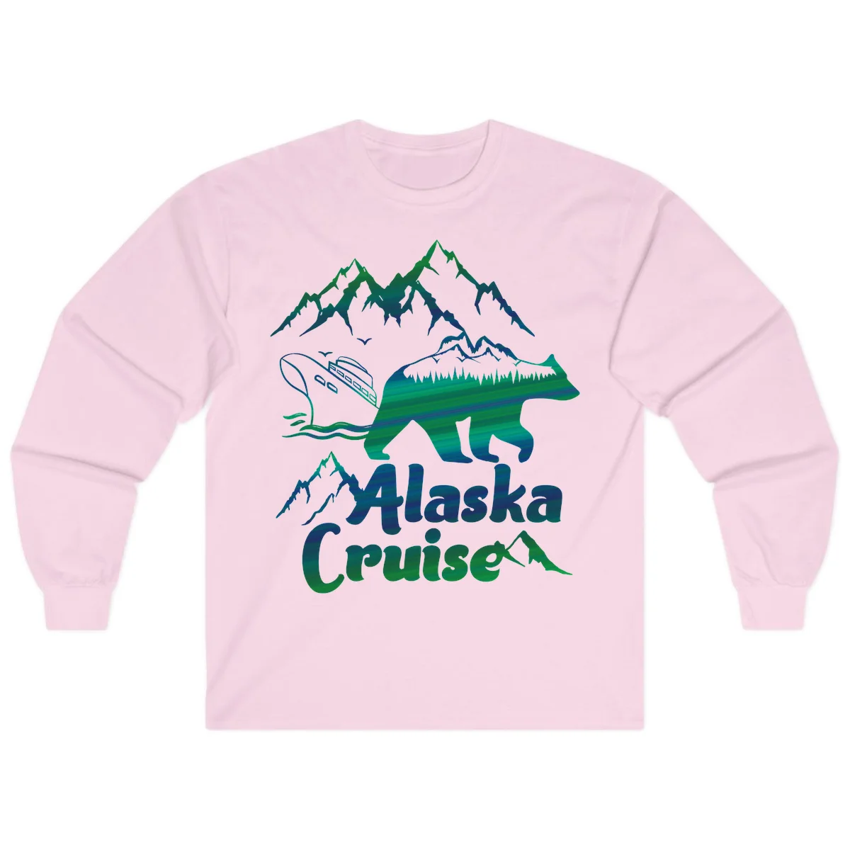 Alaska Cruise Bear Adventure Long Sleeve in Light Pink