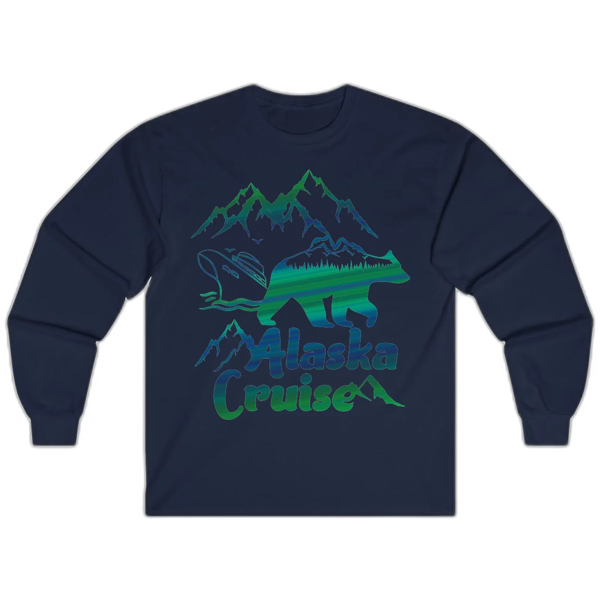 Alaska Cruise Bear Adventure Long Sleeve in Navy