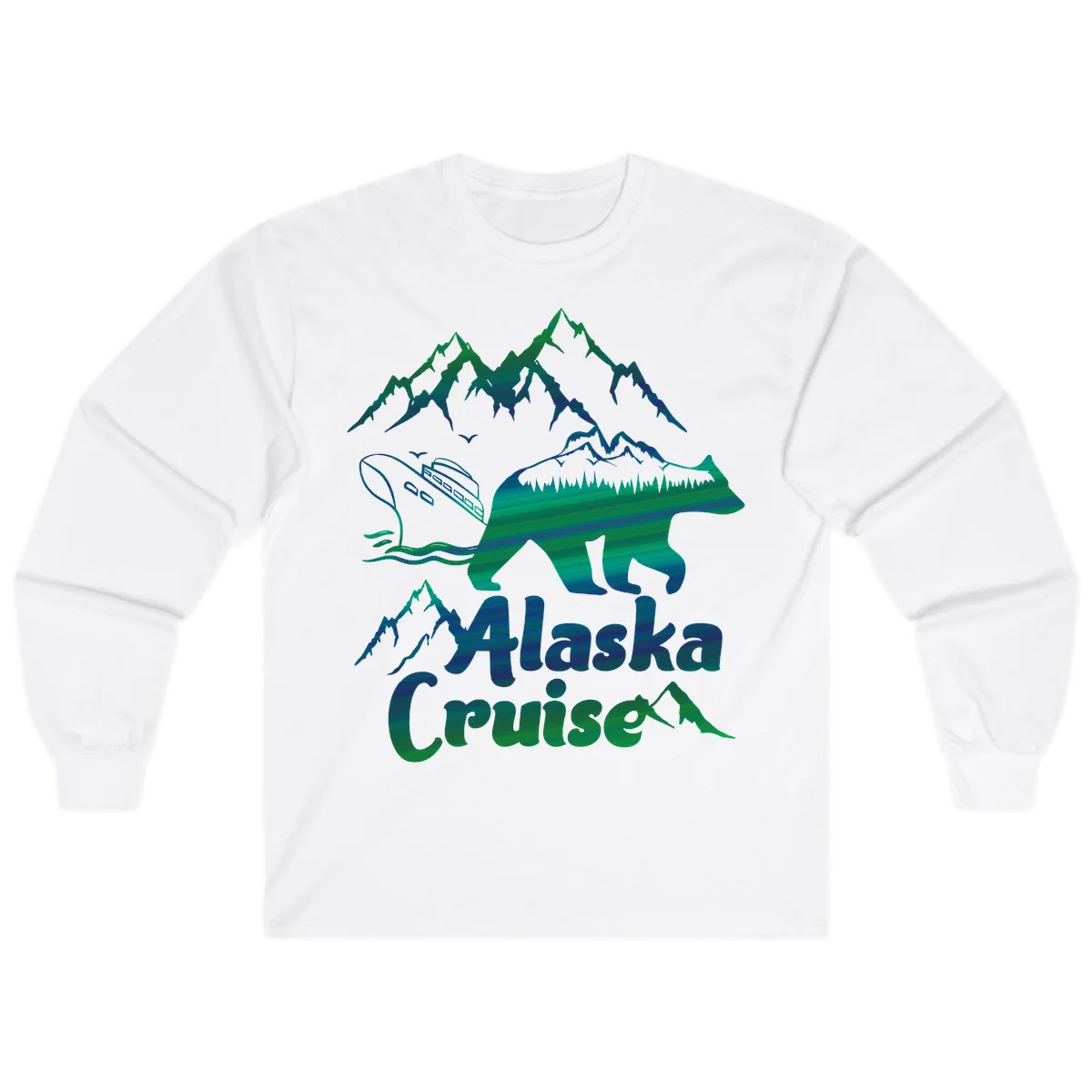 Alaska Cruise Bear Adventure Long Sleeve in White